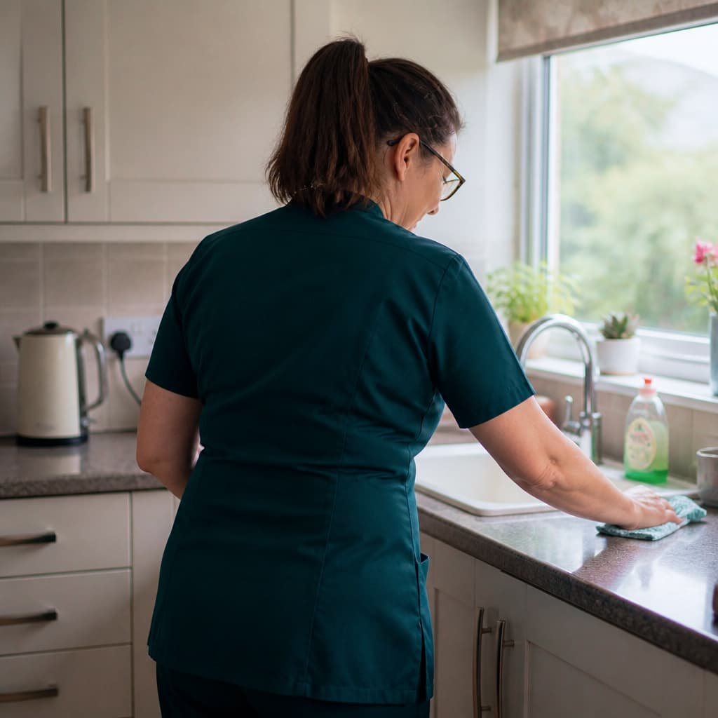A carer helping with household tasks