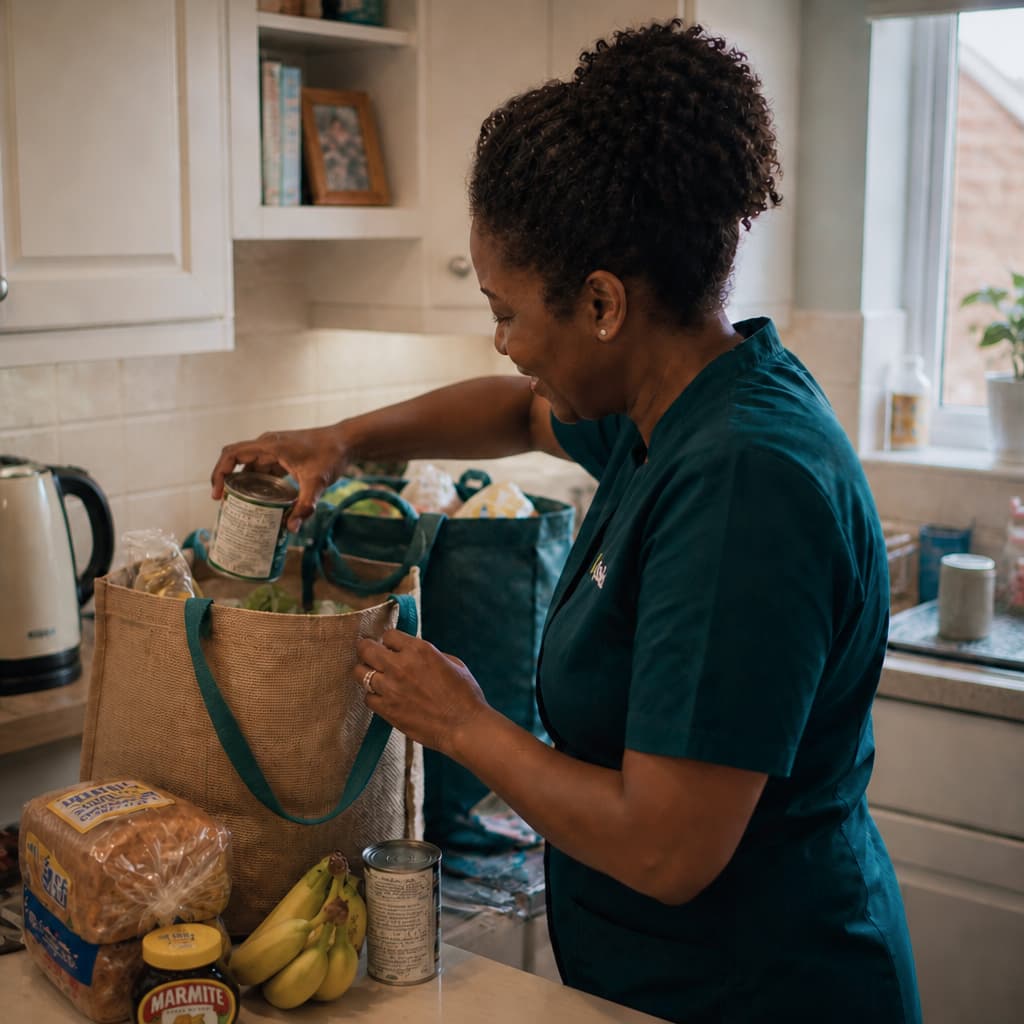 A carer preparing a meal