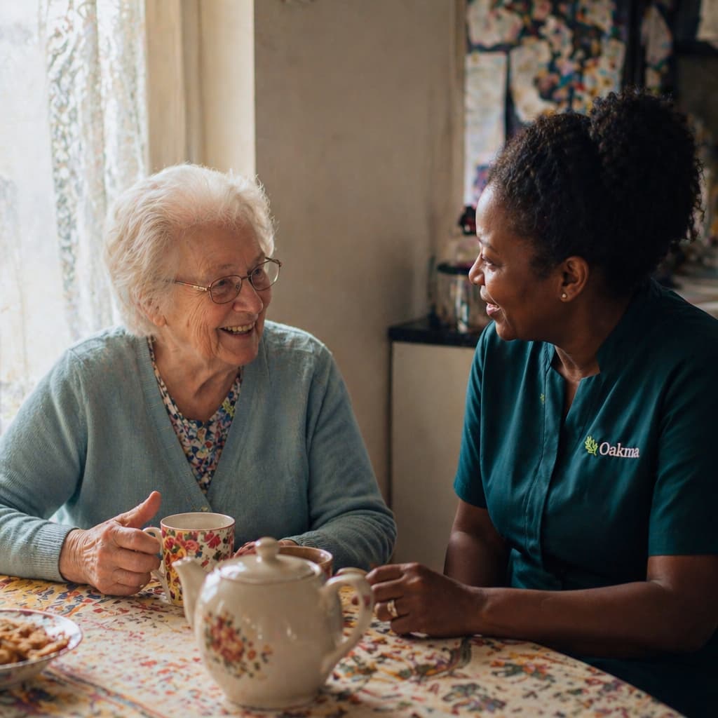 A carer spending time with a client